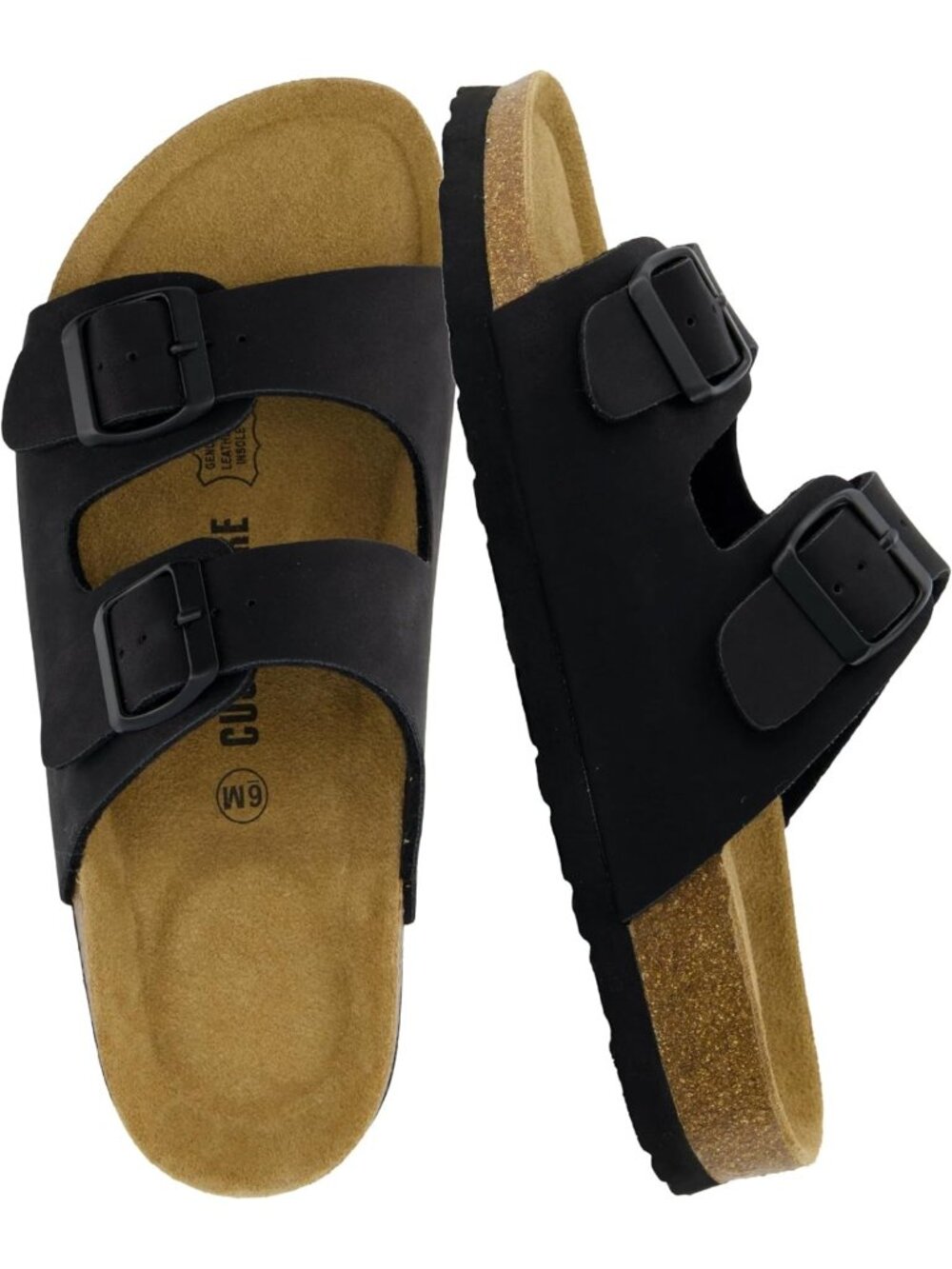 Comfortable Women's Double Buckle Slip-On Sandals with Arch Support & Cork